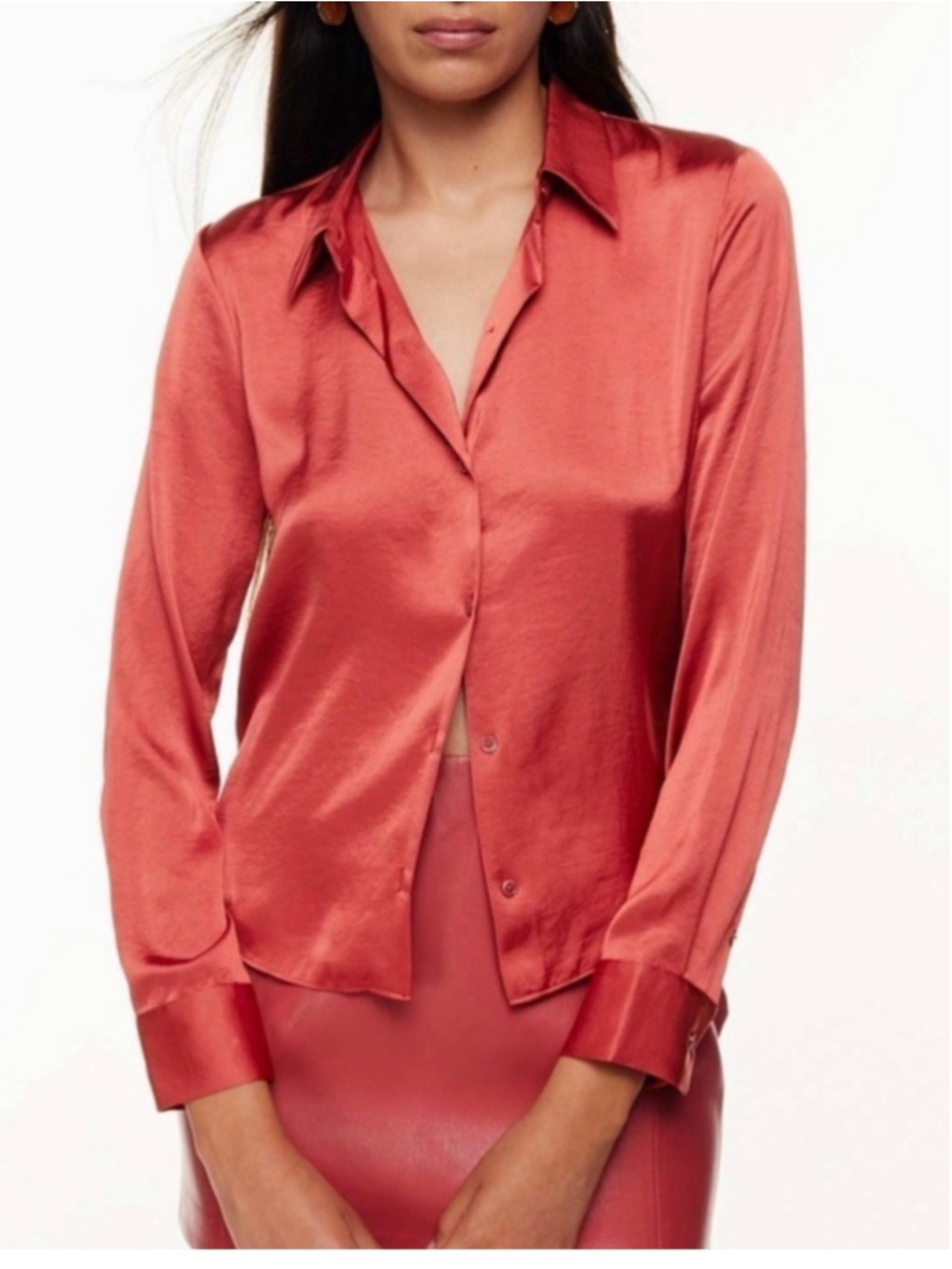 Wilfred Aritzia Satin Button Up Rizzo Shirt Size XS